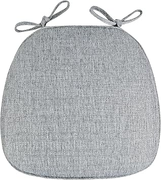 Dining Chair Cushions with Ties Set of 2 4 6, Horseshoe Shape Seat Pads for Dining Chairs, Chair Pads for with Detachable Cover, Seat Cushions for Kitchen Chairs Light Gray 2 Pack