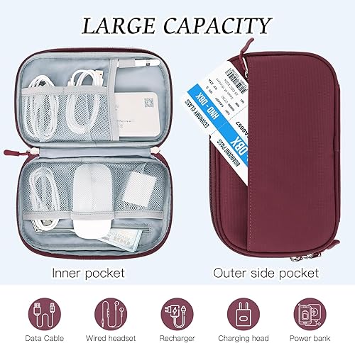 Miniatura 4 de FYY Bolsa organizadora de cables de viaje, organizador electrónico, portátil, impermeable, todo en uno, bolsa de almacenamiento de accesorios