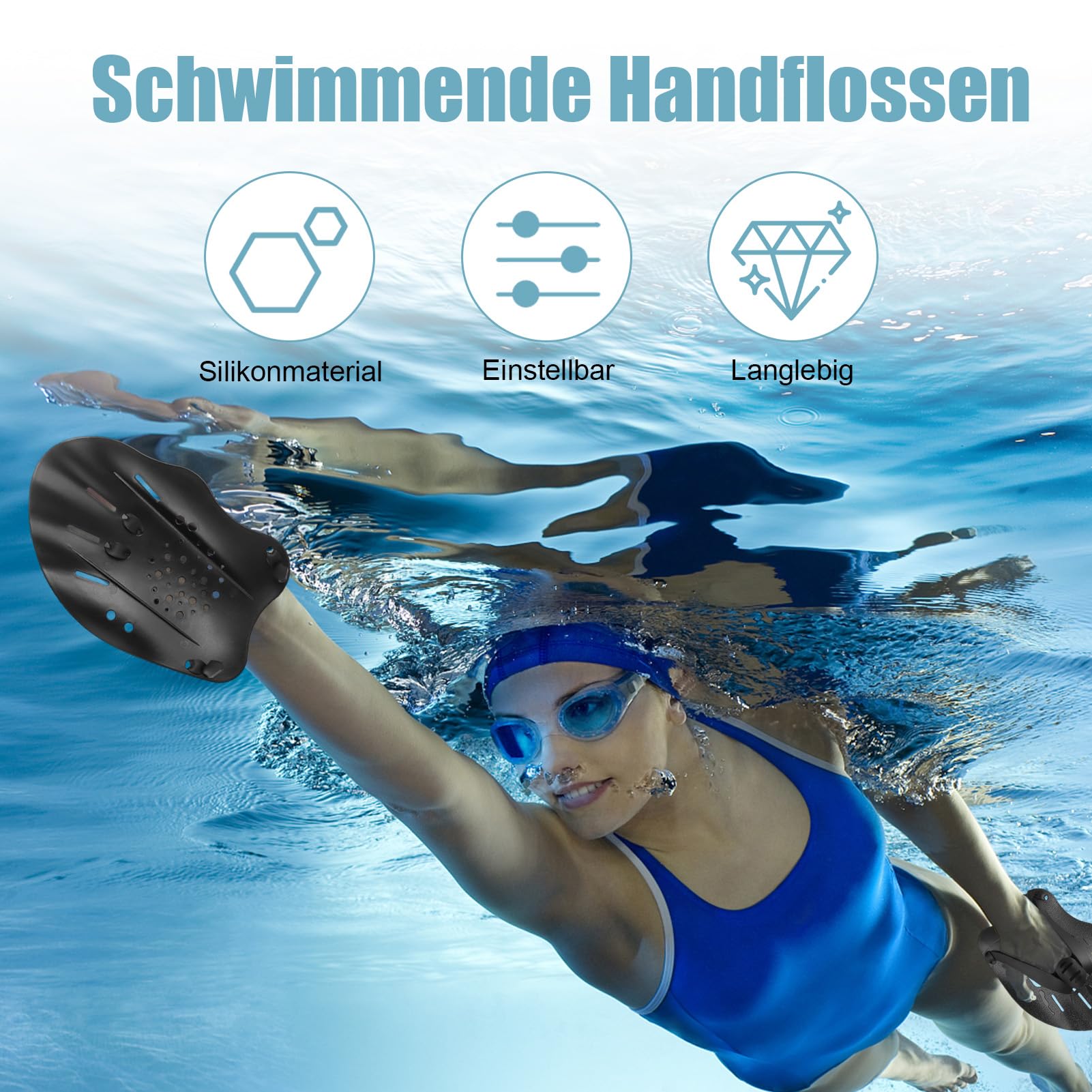 Paires De Paddles De Main Pour Nageurs Adultes - Aide à La Natation, Entraînement Musculaire - Tailles Réglables - Matière PP Et Silicone - Pour Crawl, Papillon, Entraînement