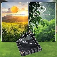 Vista 5 de Lona transparente resistente con protección UV, translúcida de vinilo de PVC con ojales, cuerdas, borde reforzado, impermeable, resistente al