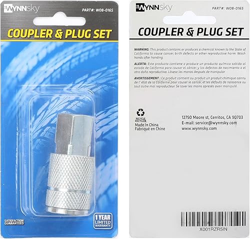 Miniatura 5 de WYNNsky Juego de acopladores de aire automotriz, tamaño de flujo de 38 pulgadas, tamaño de rosca FNPT de 38 pulgadas, accesorios de accesorios de