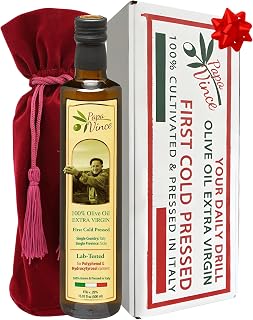 Papa Vince Olive Oil Gourmet Gift - First Cold Press, Extra Virgin, Premium Harvest Dec 2023/24, Peppery finish, Family-owned, Sicily Italy