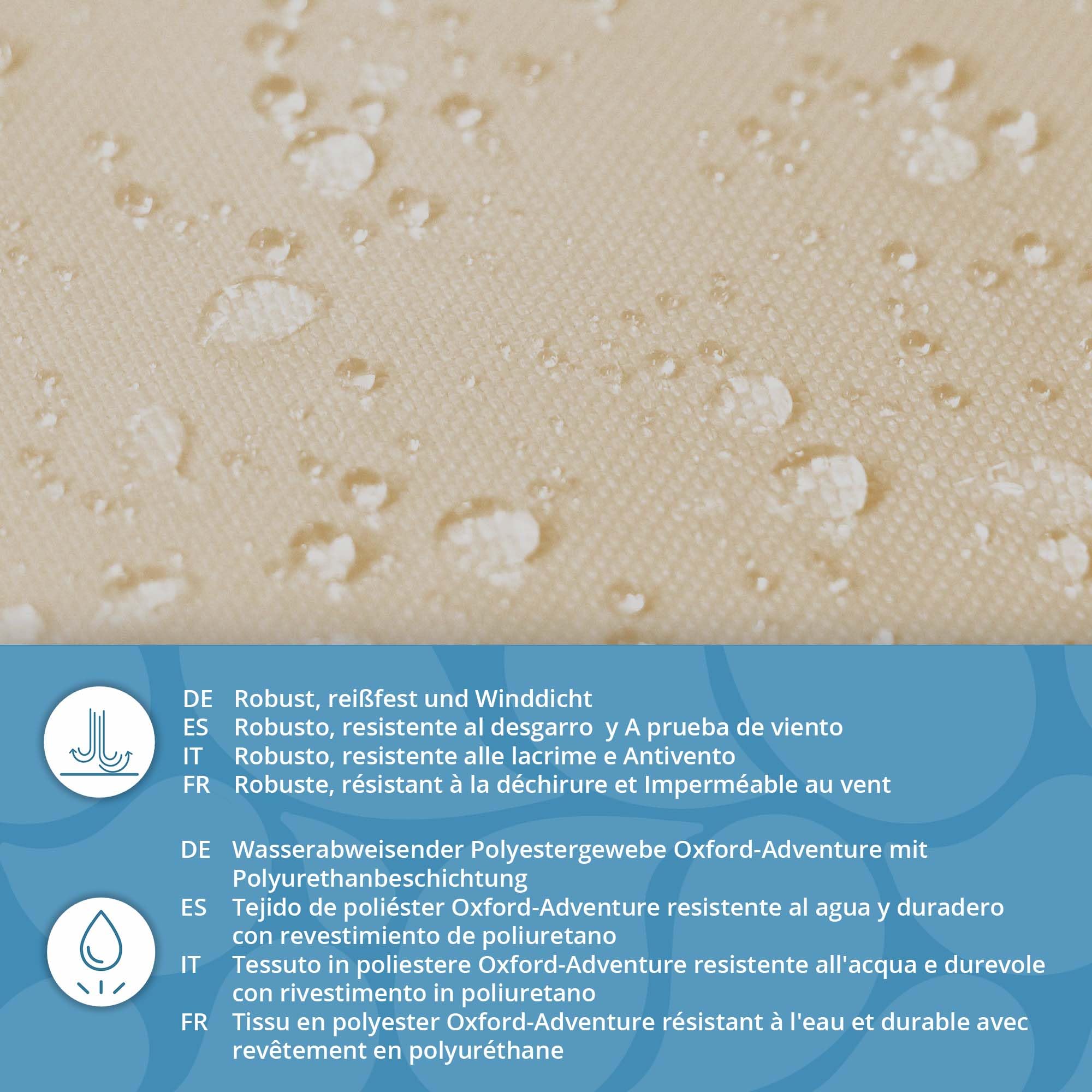 DreamRoots Tessuto Impermeabile al metro 160 cm Larghezza, 220 g/m² 600D, Stoffa per Cuscini Esterni - Crema 1M