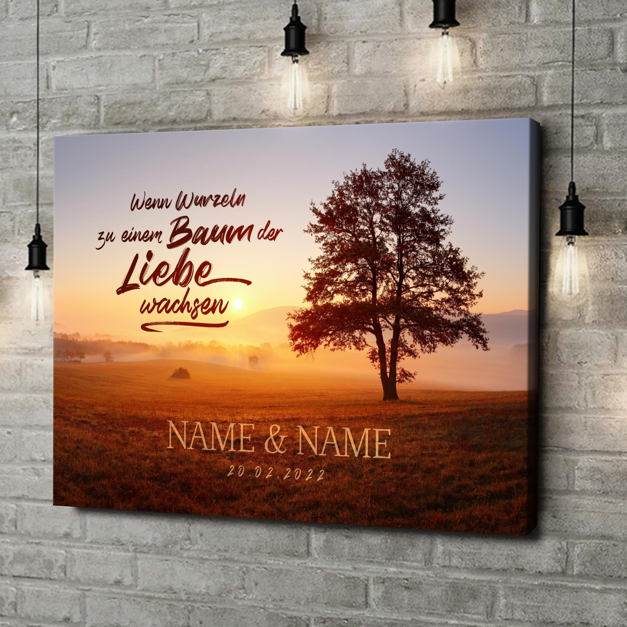 Liebesleinwand Personalisiertes Geschenk für Partner Geschenk Jahrestag, Verlobung, Hochzeitstag | Leinwandbild romantisch gestalten | Aus Wurzeln wächst die Liebe