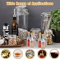 Vista 5 de Juego de 100 mini botellas de licor, botellas de plástico vacías de 2 onzas con tapas, botellas de alcohol de plástico con 10 embudos, 100 etiquetas