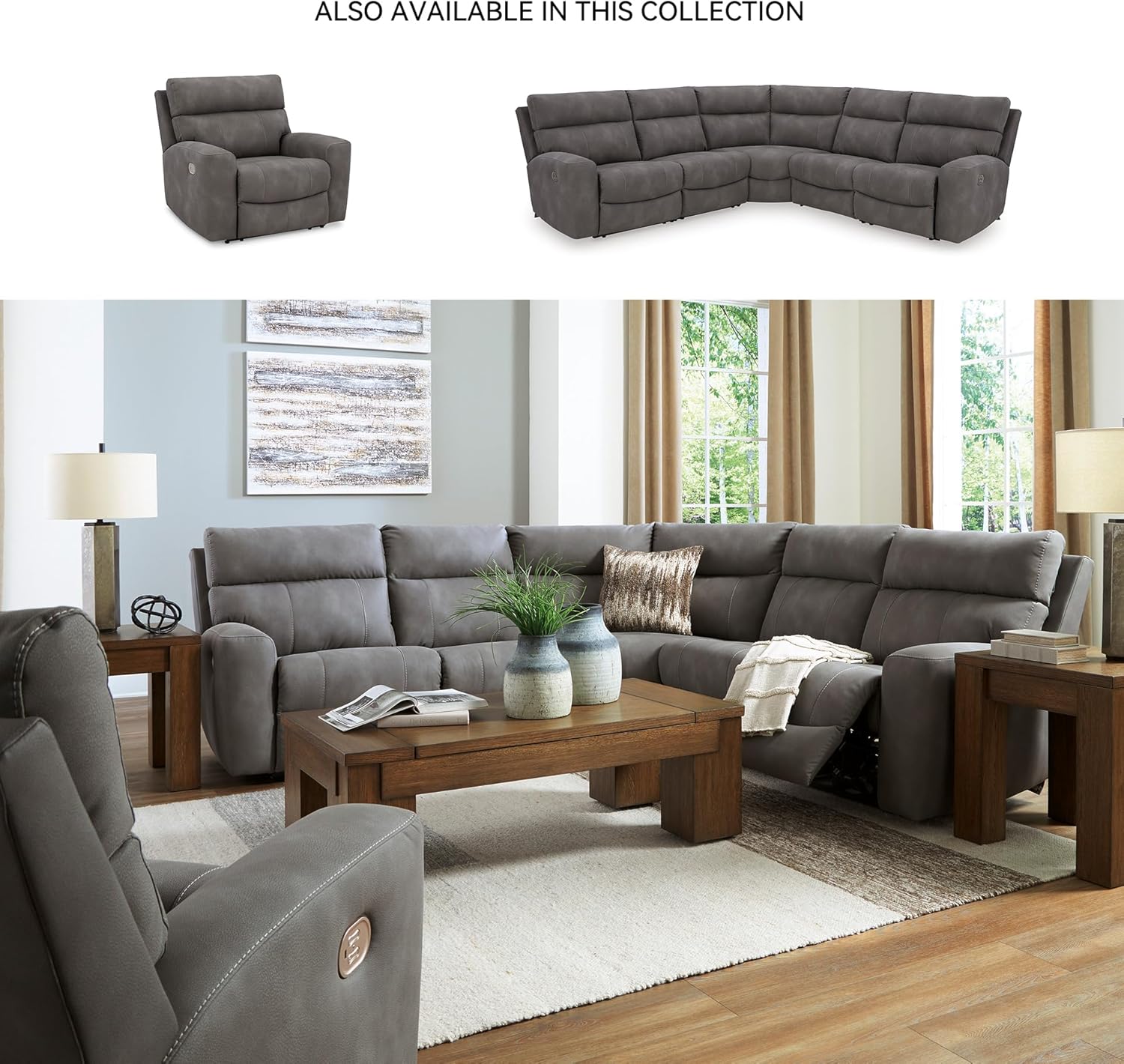 Signature Design by Ashley Next-Gen DuraPella Contemporary Faux Leather Wall Hugger Power Recliner with Adjustable Headrest and USB Ports, Dark Brown