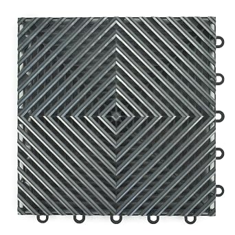 Greatmats Garage Tile Free Flow Perforated, 1x1 Foot x .5 Inch Open Grid Garage Flooring, Modular Snap Together Flooring Tile, 25 Pack Gray