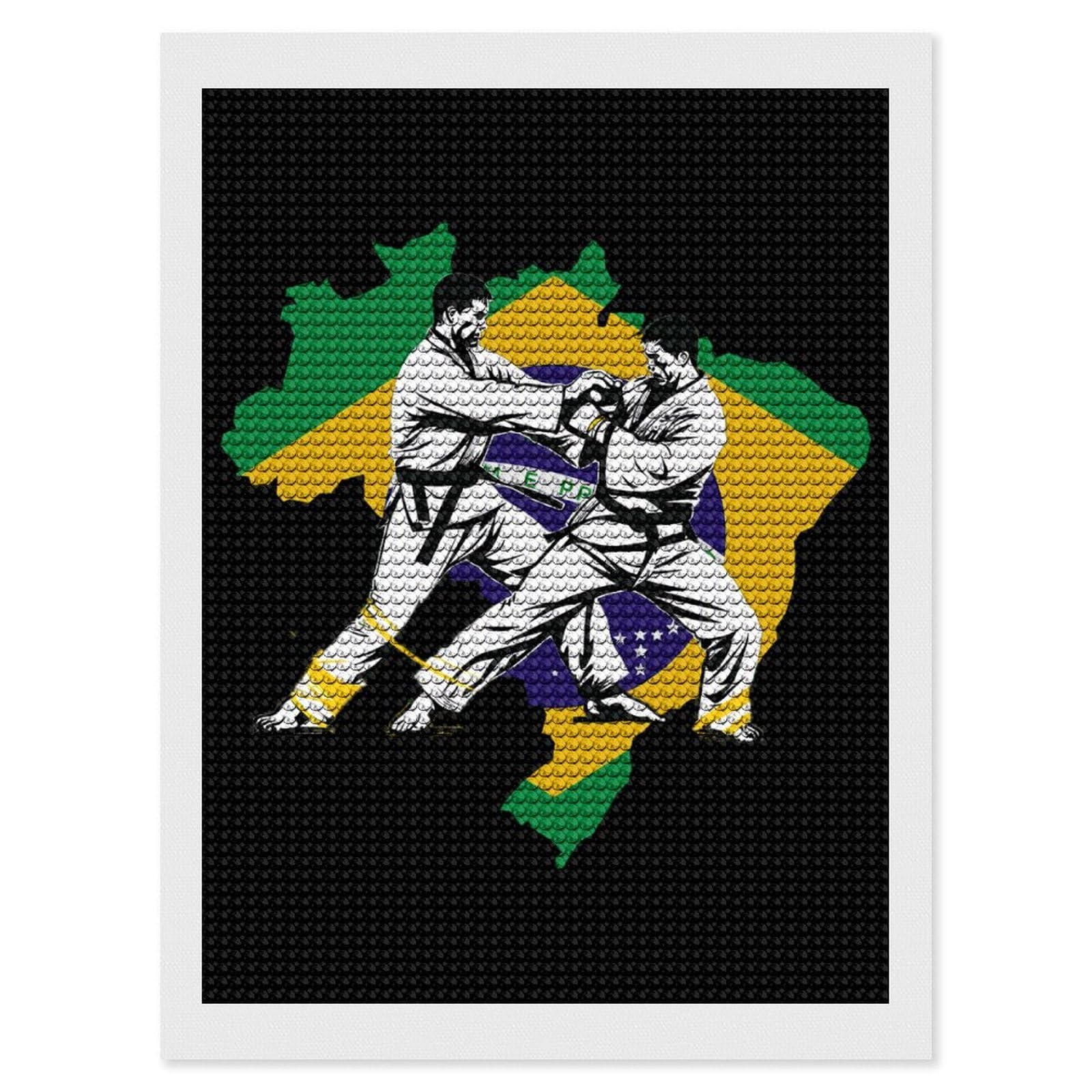 Nclqvjxzkhw Style Brazilian Jiu-Jitsu Brazil Diamond Art Painting For Adult Round Diamonds Pictures Arts Crafts Home Wall Decor 12"X16"