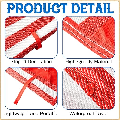 Miniatura 4 de Woanger 2 alfombrillas de paja de tatami plegable, impermeable, práctica con correa, tapete portátil para playa, salidas en caravana, camping,