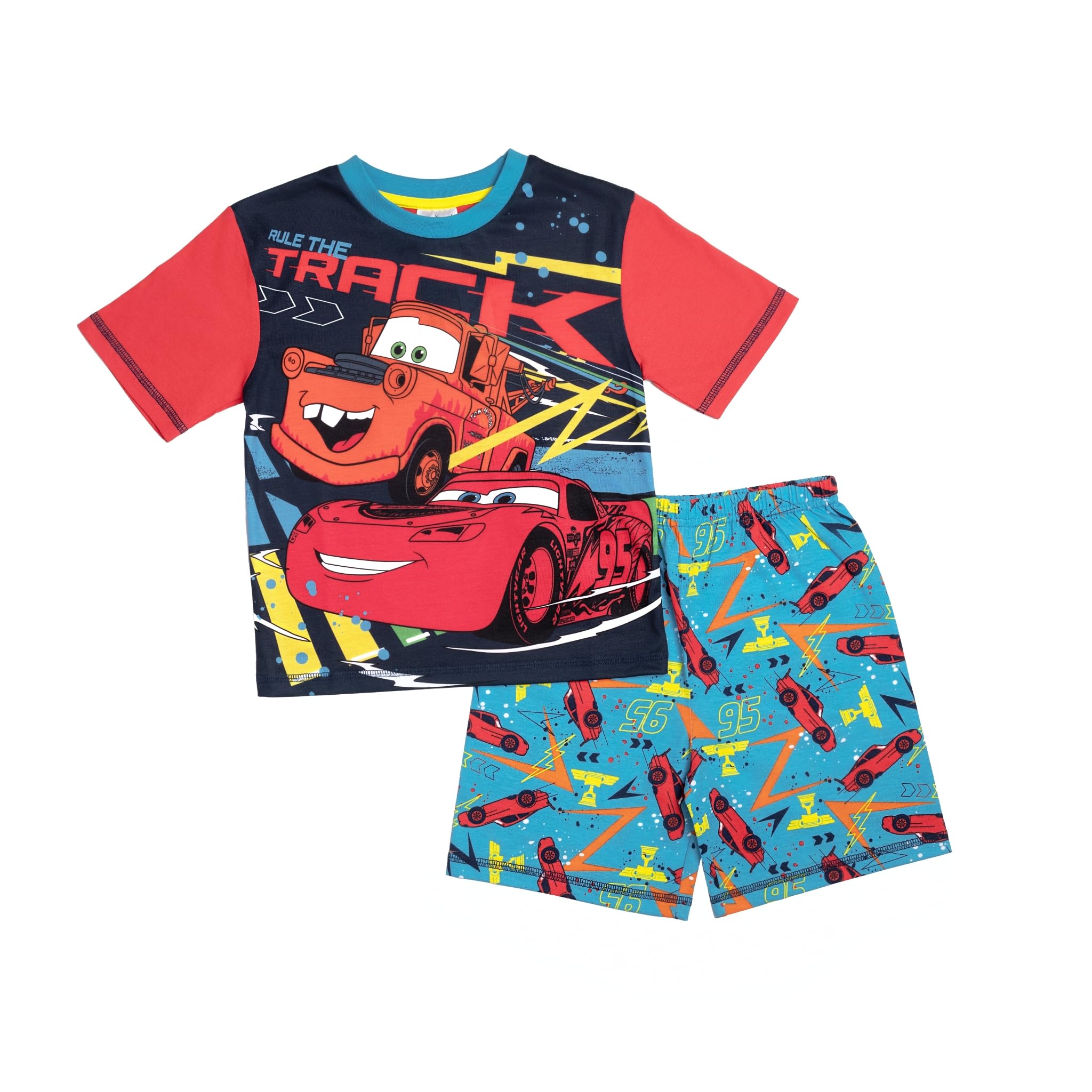 Disney Boys Sky Blue Cars Short Pyjamas Mater Lightning Mcqueen Kids Nightwear 12-18 Months