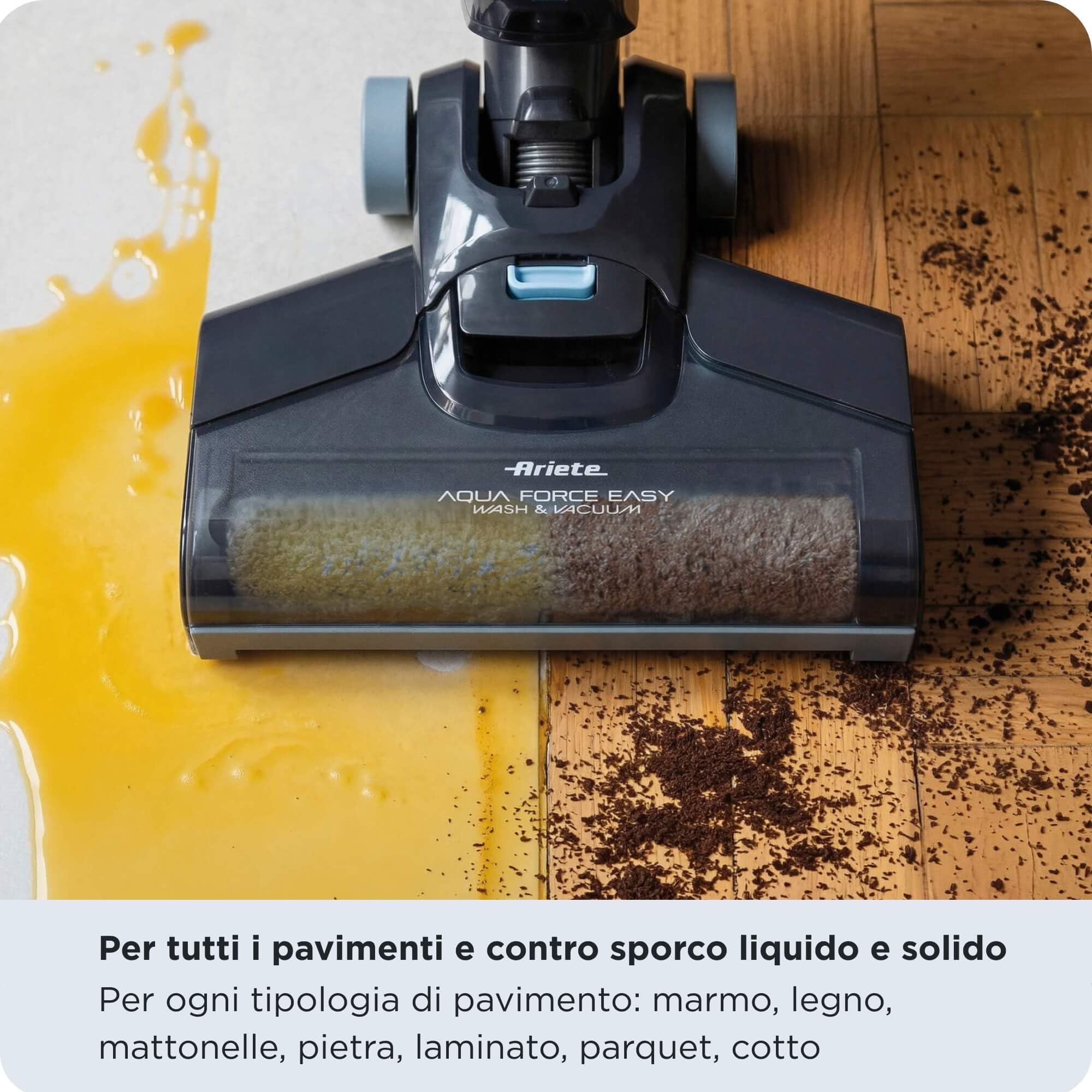 Ariete 2487 Aquaforce Easy Wash&Vacuum, Lavapavimenti con filo, 600W