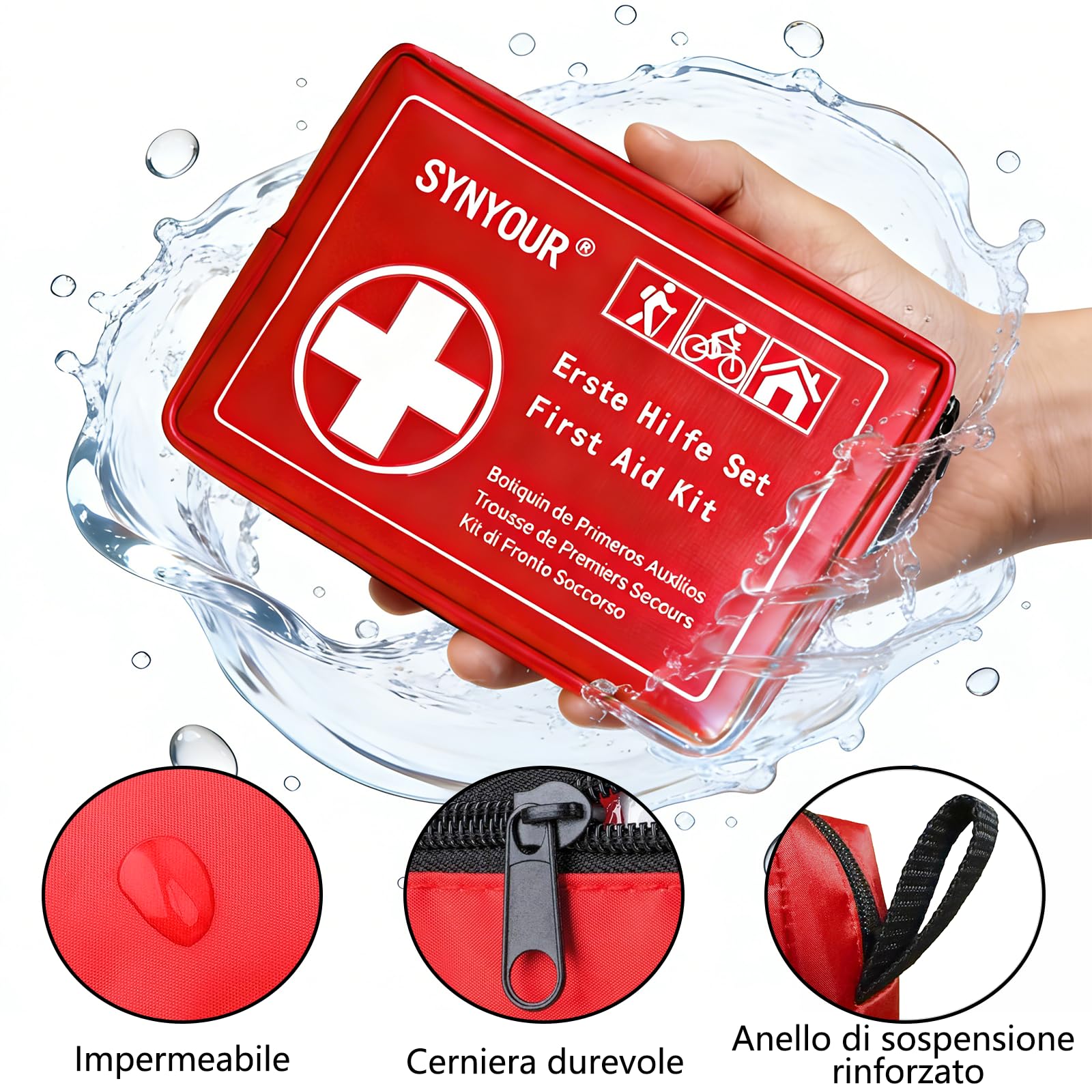 Kit di Pronto Soccorso Mini, 80 Pezzi Kit di Primo Soccorso per Viaggio Trekking Auto Moto Bicicletta Casa Bambini