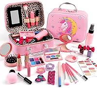 ForIdeahome Kids Washable Makeup Kit - Safe Real Makeup Set for Girls 3-12, 25pc Princess Toys with Case, Birthday Christmas Gift