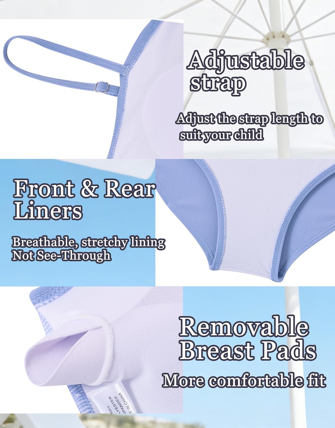 swimsobo Girls Swimsuit with Pad Size 9-16 One Piece Teen Bathing Suit Solid Color Swimwear with Skirt - Image 5