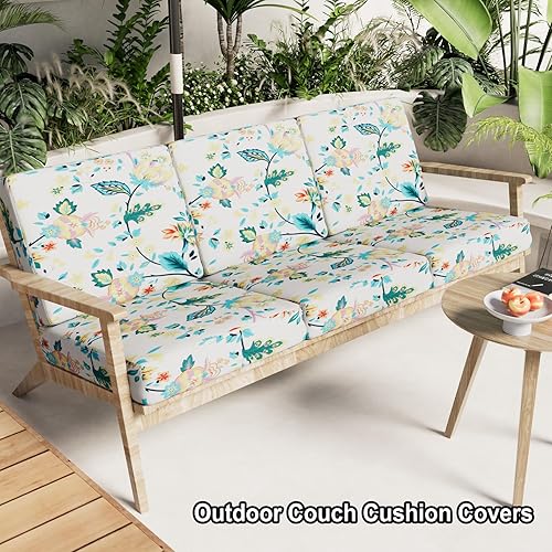 Miniatura 2 de hyha Fundas de cojín para sofá de exteriores con impresión, fundas florales lavables para muebles de patio, exteriores, funda de repuesto para