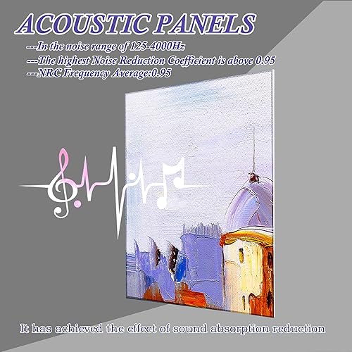 Miniatura 4 de KTOESHEO Paquete de 6 paneles de pared acústicos artísticos decorativos, 72 x 48 pulgadas, absorbentes de sonido, autoadhesivos insonorizados para
