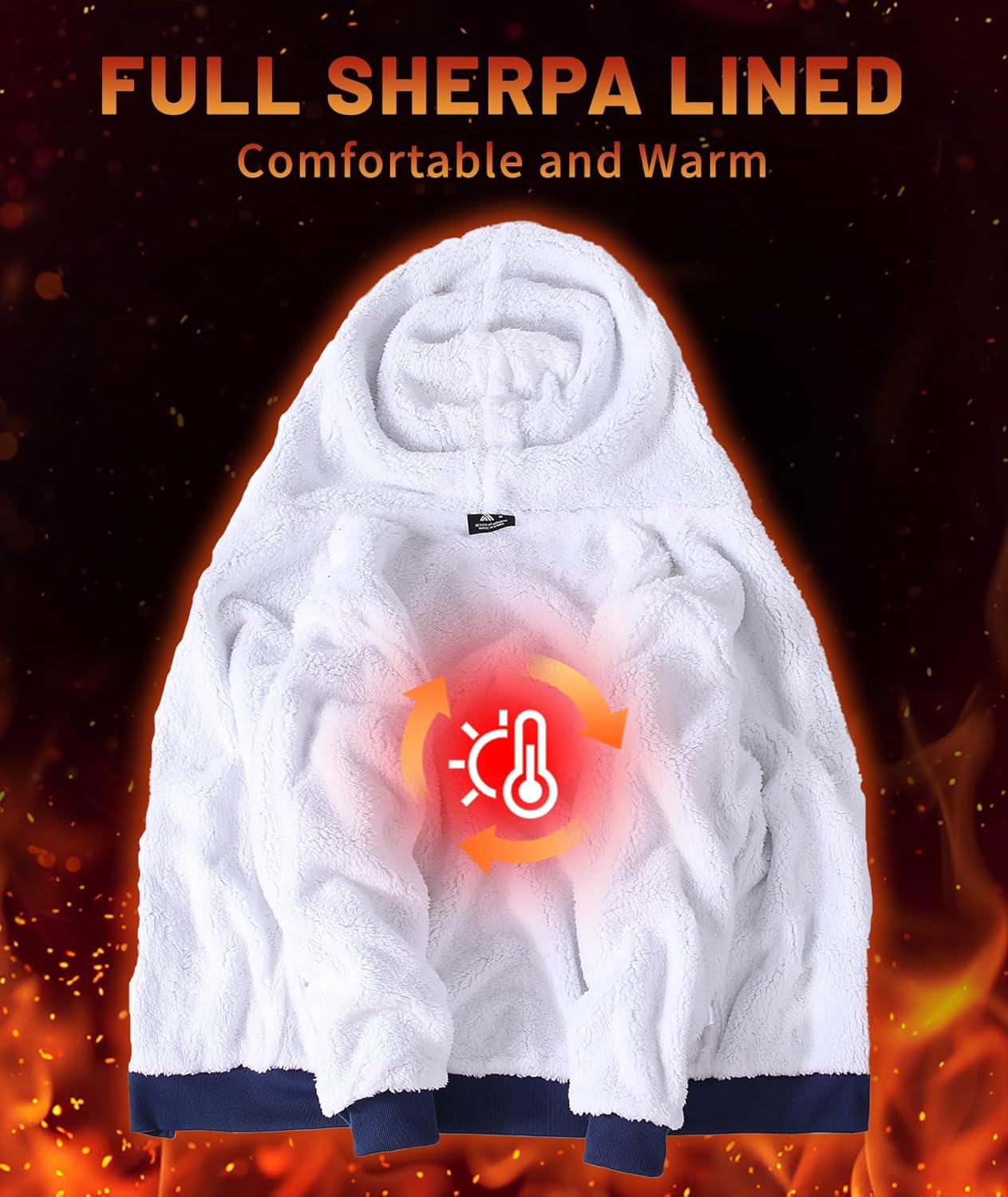 Little Beauty Fleece Hoodies for Men Winter Thick Jackets Sherpa Lined Zip Up Sweatshirt With Kanga Pocket - Image 3