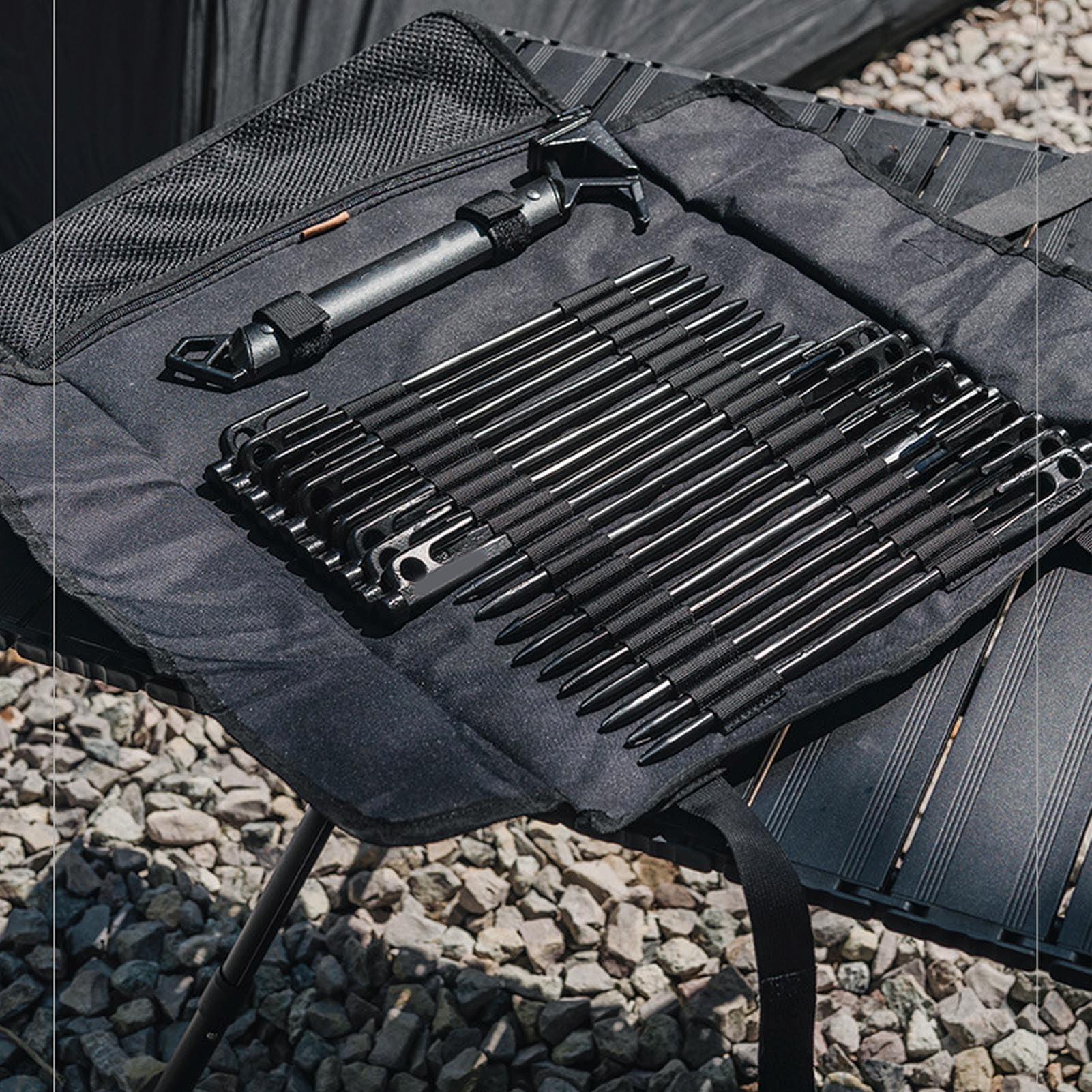 Abaodam Sac de rangement compact pour piquets de tente avec cordon de serrage pour équipement de camping en plein air organisateur d'outils Abaodam Sac de rangement compact pour piquets de tente avec cordon de serrage pour équipement de camping en plein air organisateur d'outils