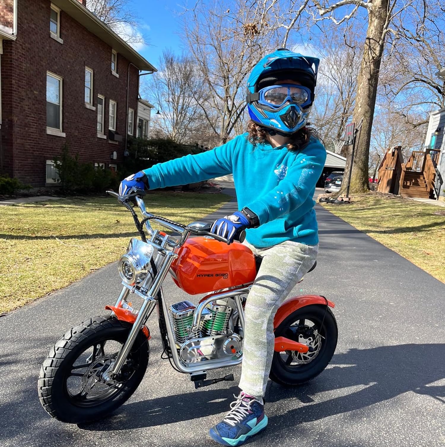 HYPERGOGO S9 Plus Elektro Motorrad Kinder, Elektromotorrad für Kinder 6-12 | Mit 3 Geschwindigkeiten, bis zu 16 km/h, 30 km Reichweite und 14-Zoll-Luftreifen (Schwarz)