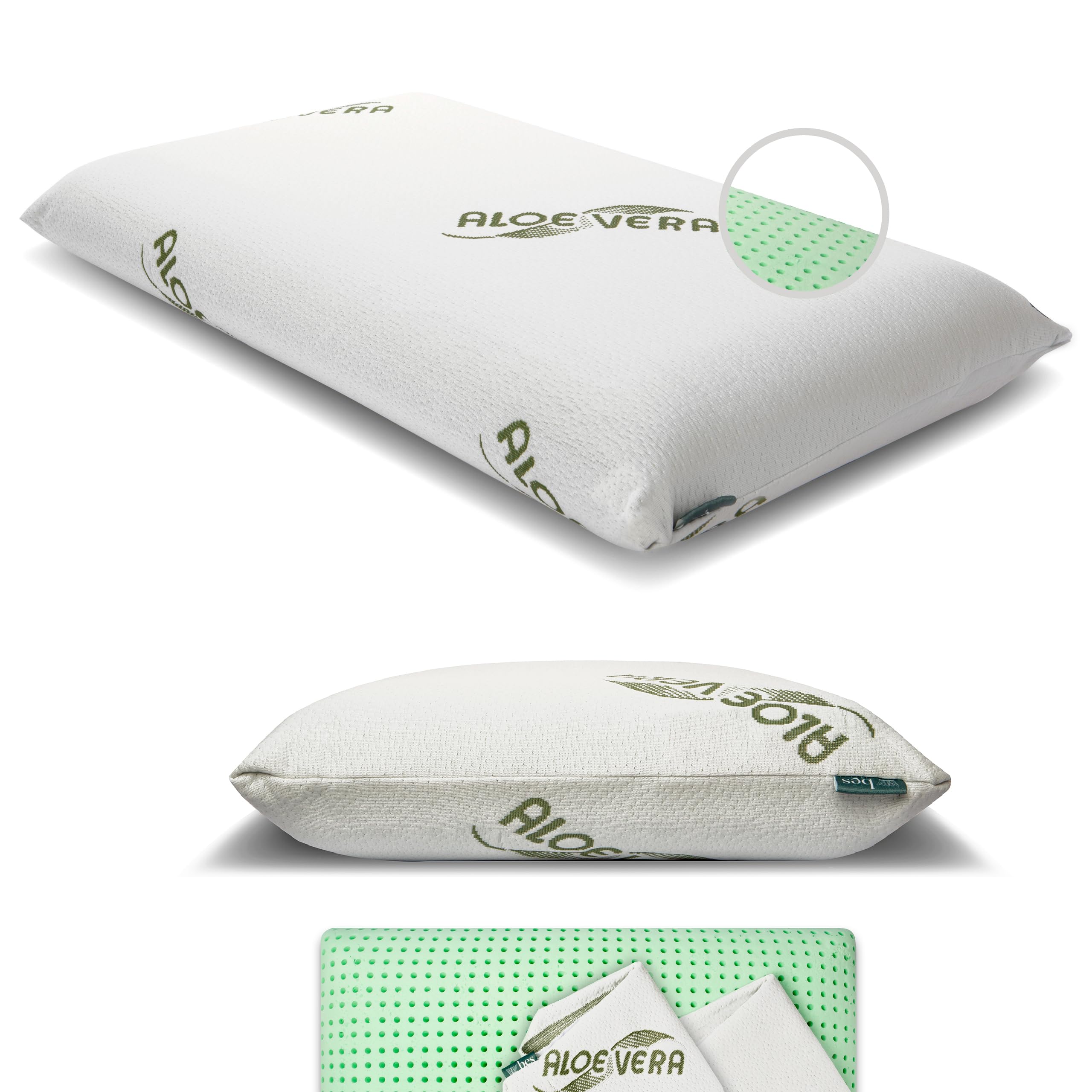 bes Cuscino Cervicale Memory Foam | Alto 15 cm | Adulti | Aloe Vera | Made in Italy