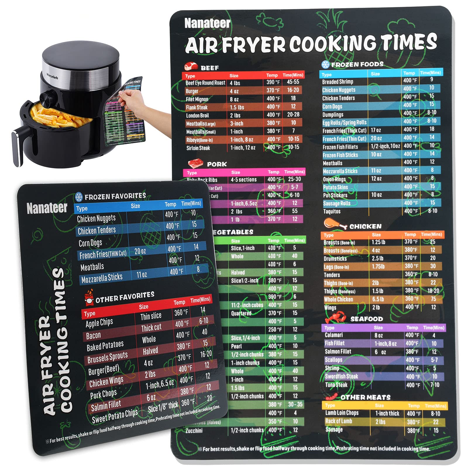 Air Fryer Accessories Cook Times, Nanateer Air Fryer Cheat