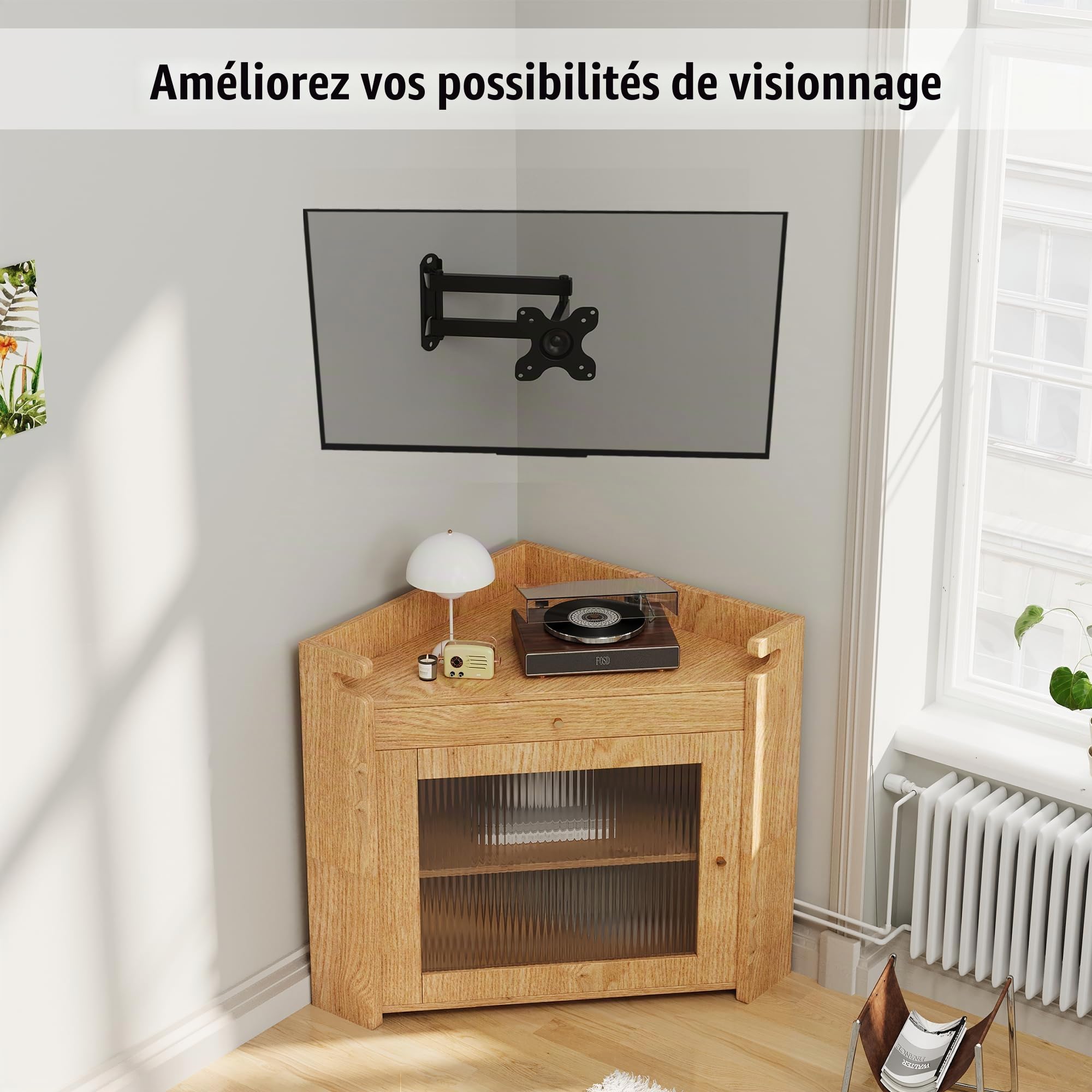 BONTEC Support TV Mural Orientable et Inclinable Universel pour Télévision et Moniteur 13-30 Pouces, Fixation Murale VESA 75x75/100x100mm, Charge Max 15kg, Extension 38.2cm, Facile à Installer