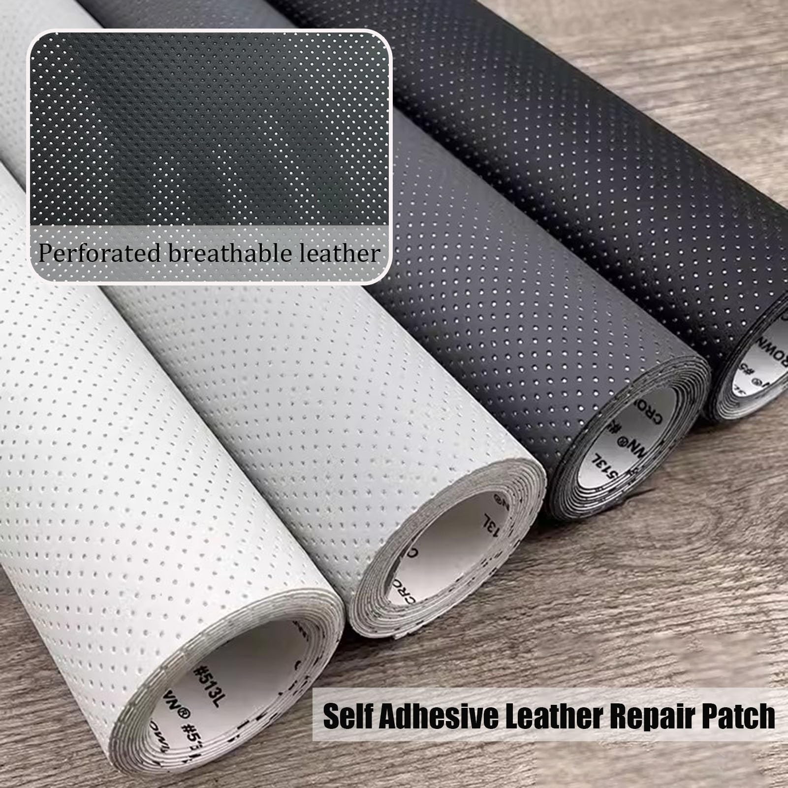 Simili Cuir Autocollant Patch De Réparation De Cuir Auto-adhésif DIY, Tissu En Cuir Perforé Pour La Réparation Et Le Rembourrage De Sièges De Voiture En Cuir, Kit De Réparation Simili Cuir PU(Dark gra