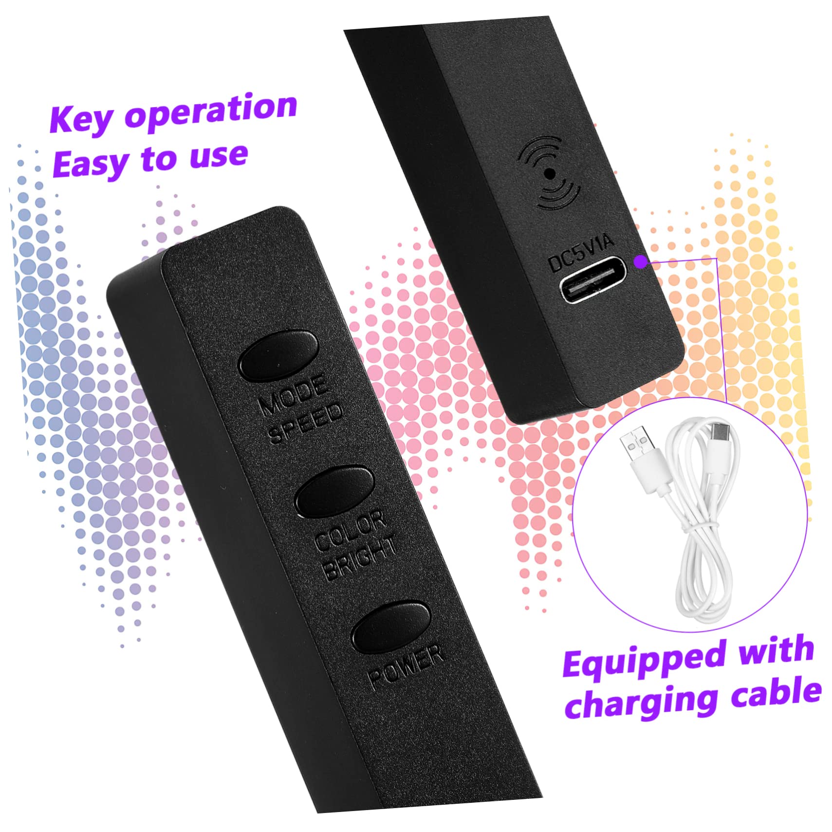 OSALADI 2Er Set Wiederaufladbare Rgb Rhythmus Lichtstangen Mit Sprachaktivierter Musiksteuerung Für Auto Schlafzimmer Und Party Beleuchtung