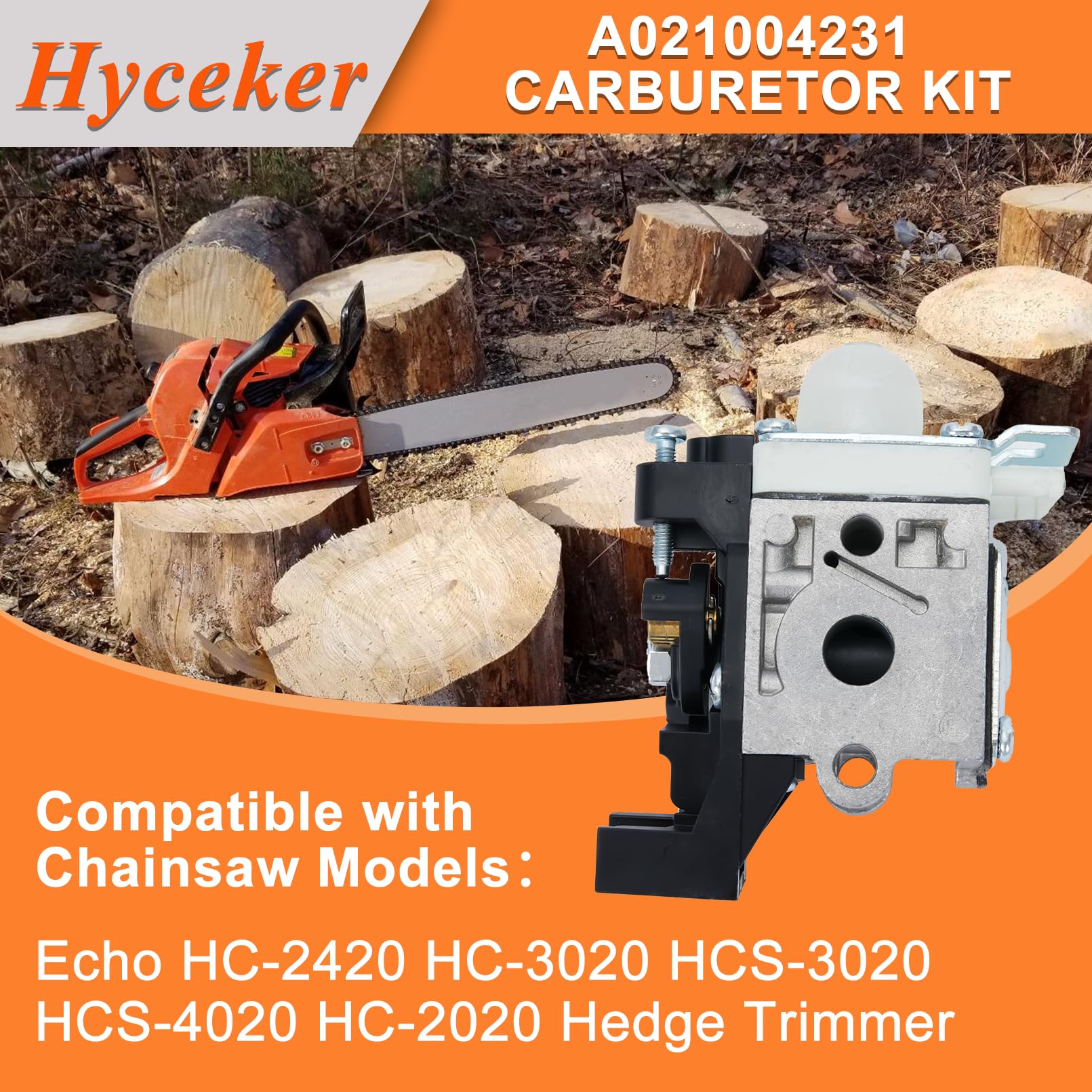 Kit de carburador A021004231 para cortasetos Echo HC-2420, HC-3020, HCS-3020, HCS-4020 y HC-2020, Incluye filtro de aire, bujía y junta, Reemplaza A021004900, A021004670