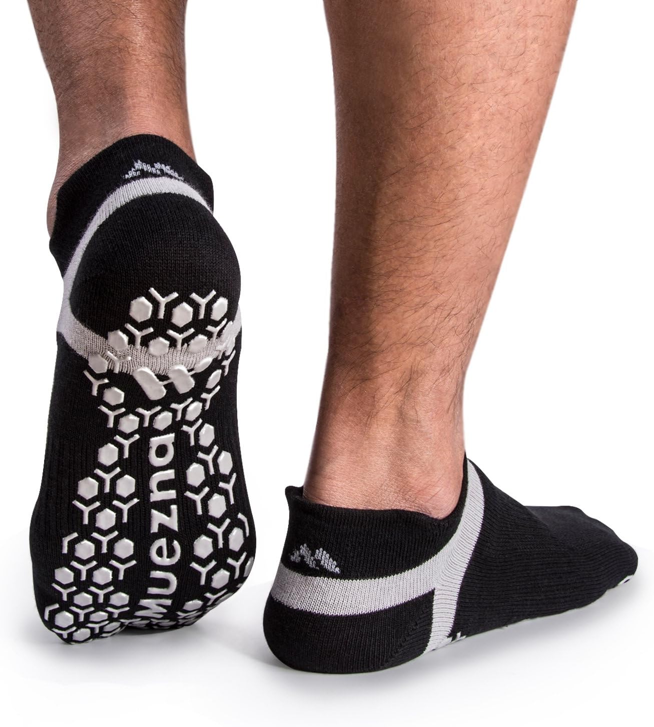 Muezna Men's Non-Slip Yoga Socks, Anti-Skid Pilates, Barre, Bikram Fitness Hospital Slipper Socks with Grips