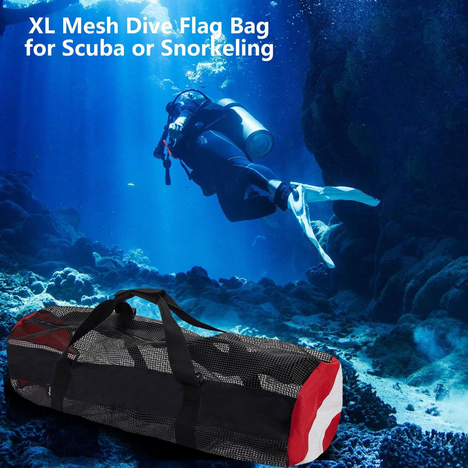 Générique Rete per immersioni in rete – Grande in rete traspirante, cerniera resistente, design pieghevole leggero con asciugatura rapida | Multifunzione per nuoto, spiaggia, attrezzatura da plong