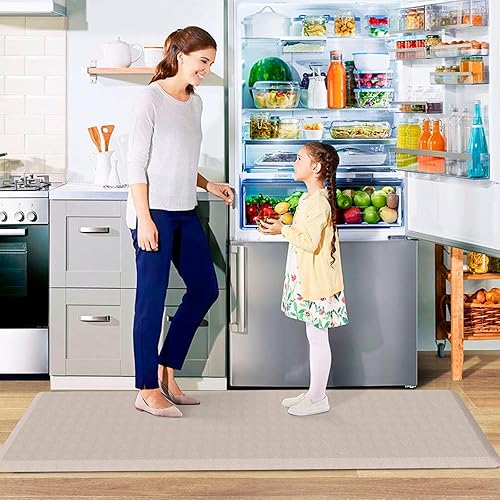 Vista 104 de HappyTrends - Tapete acolchado antifatiga y antideslizante, 17.3 x 28 pulgadas, grueso, resistente, impermeable, ergonómico, cómodo, para cocina