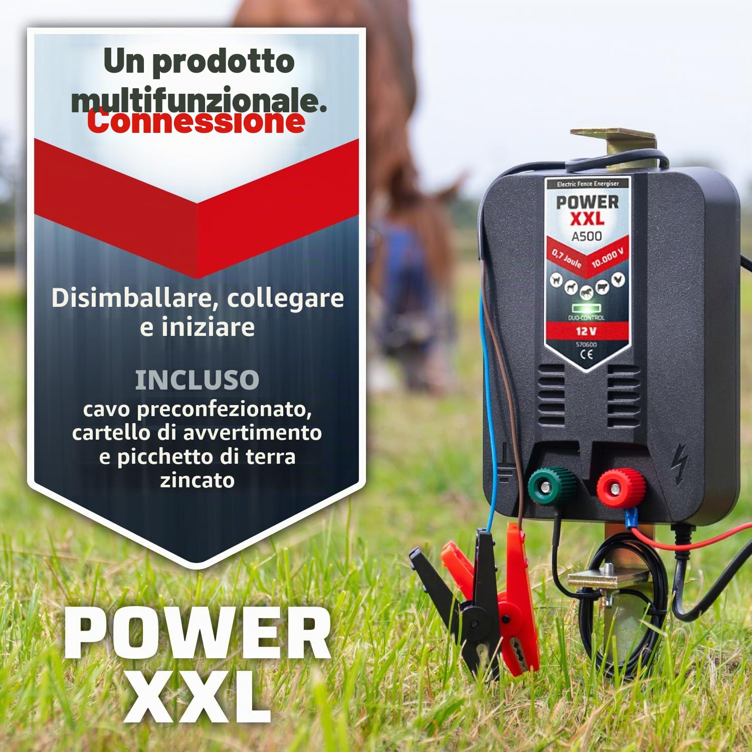 Elettrificatore 12 V A500 per recinti elettrici, recinzioni da pascolo