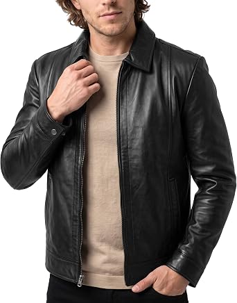 Mens Real Lambskin Leather Jacket, Vintage Style