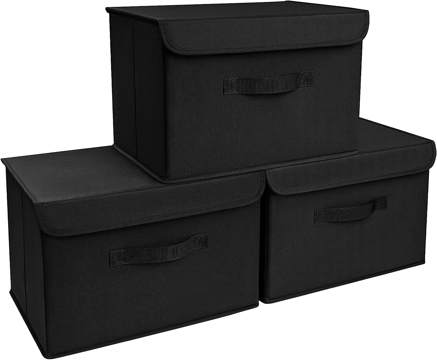 DIMJ 3 Pack Storage Boxes with Lid, Fabric Baskets Closet Storage Bins