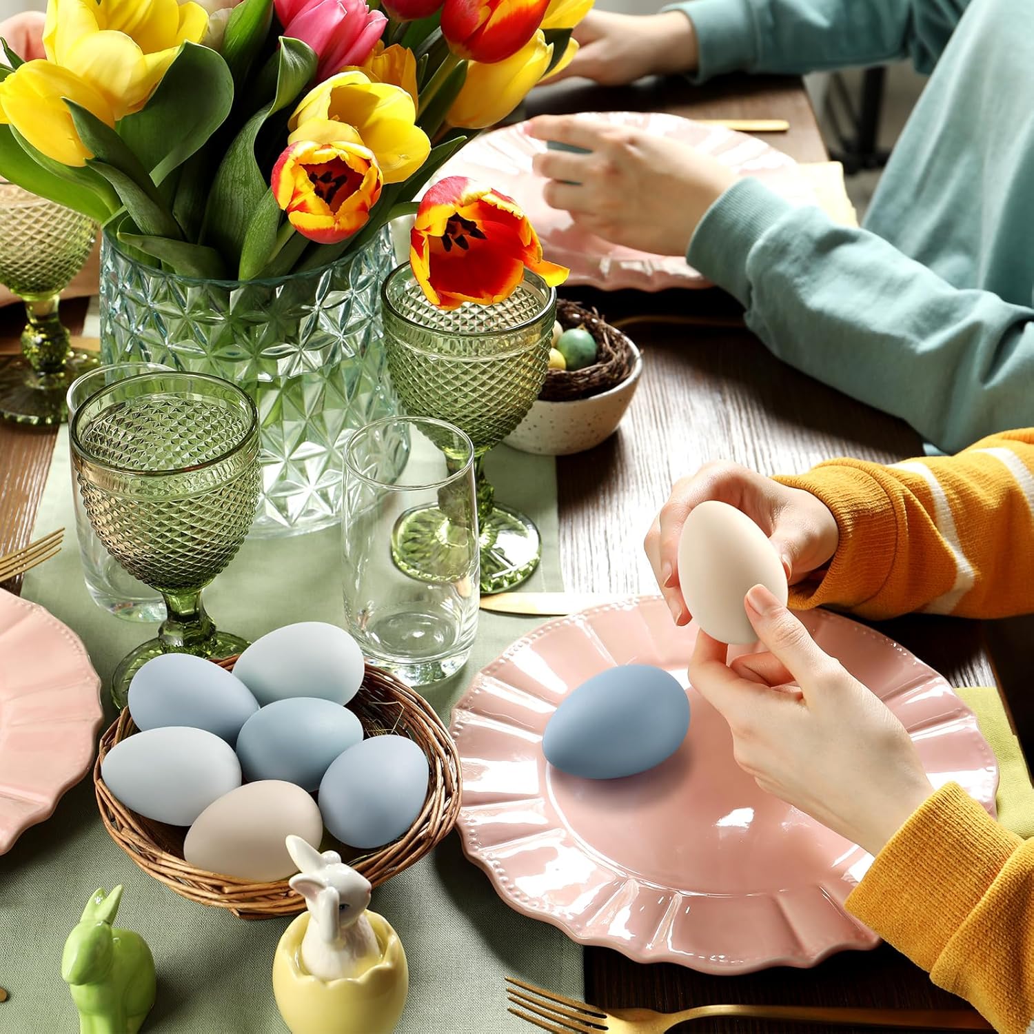 Gejoy ニュートラルイースターエッグ プラスチック製 フェイクチキンエッグ 2.36インチ ヴィンテージボーホーイースター装飾