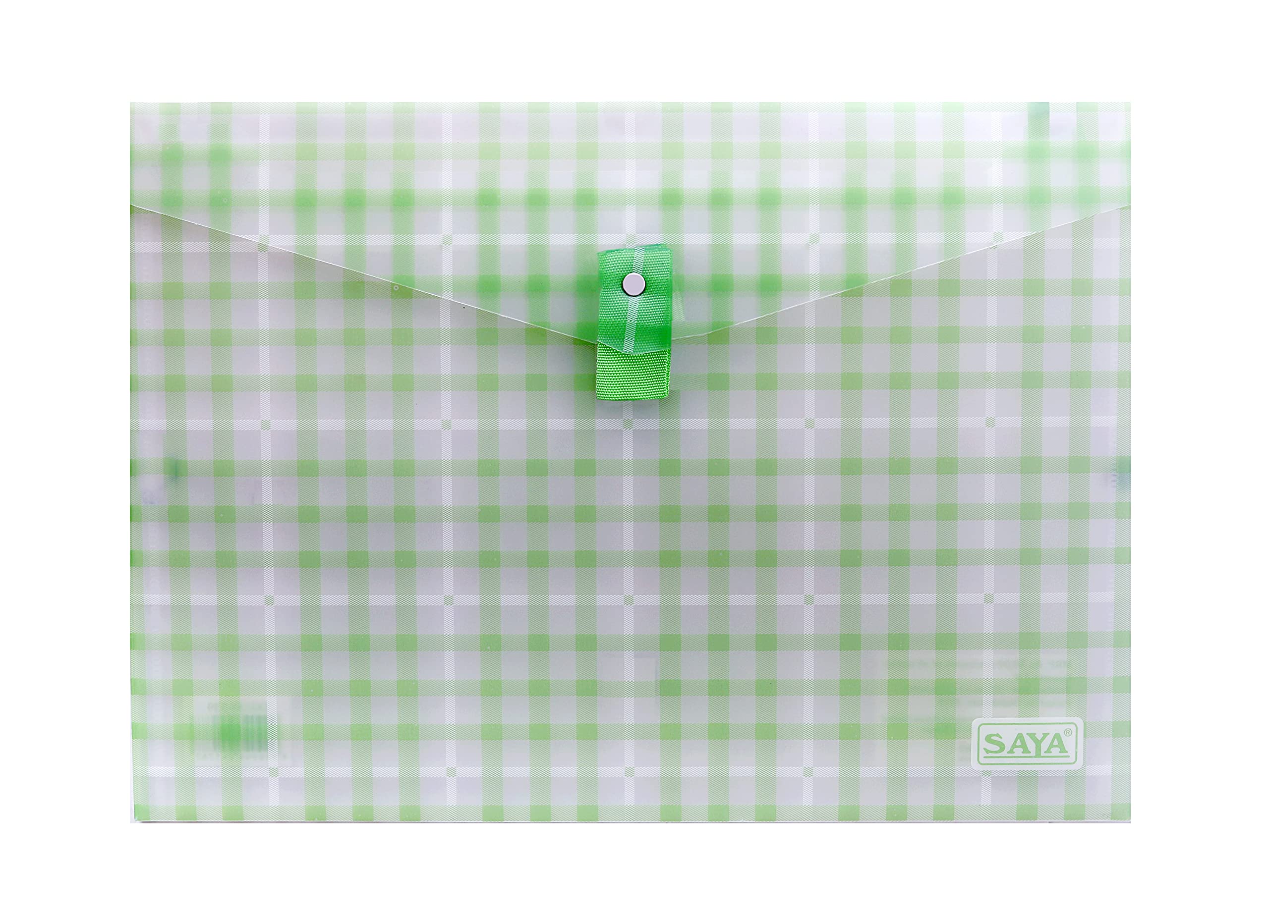 SAYA Clear Bag Superior - Transparent File Folder for Organized Office & School Supplies - Random Color Pack - Secure Closure Design - Landscape Print - Durable Polypropylene Pack of 6 1