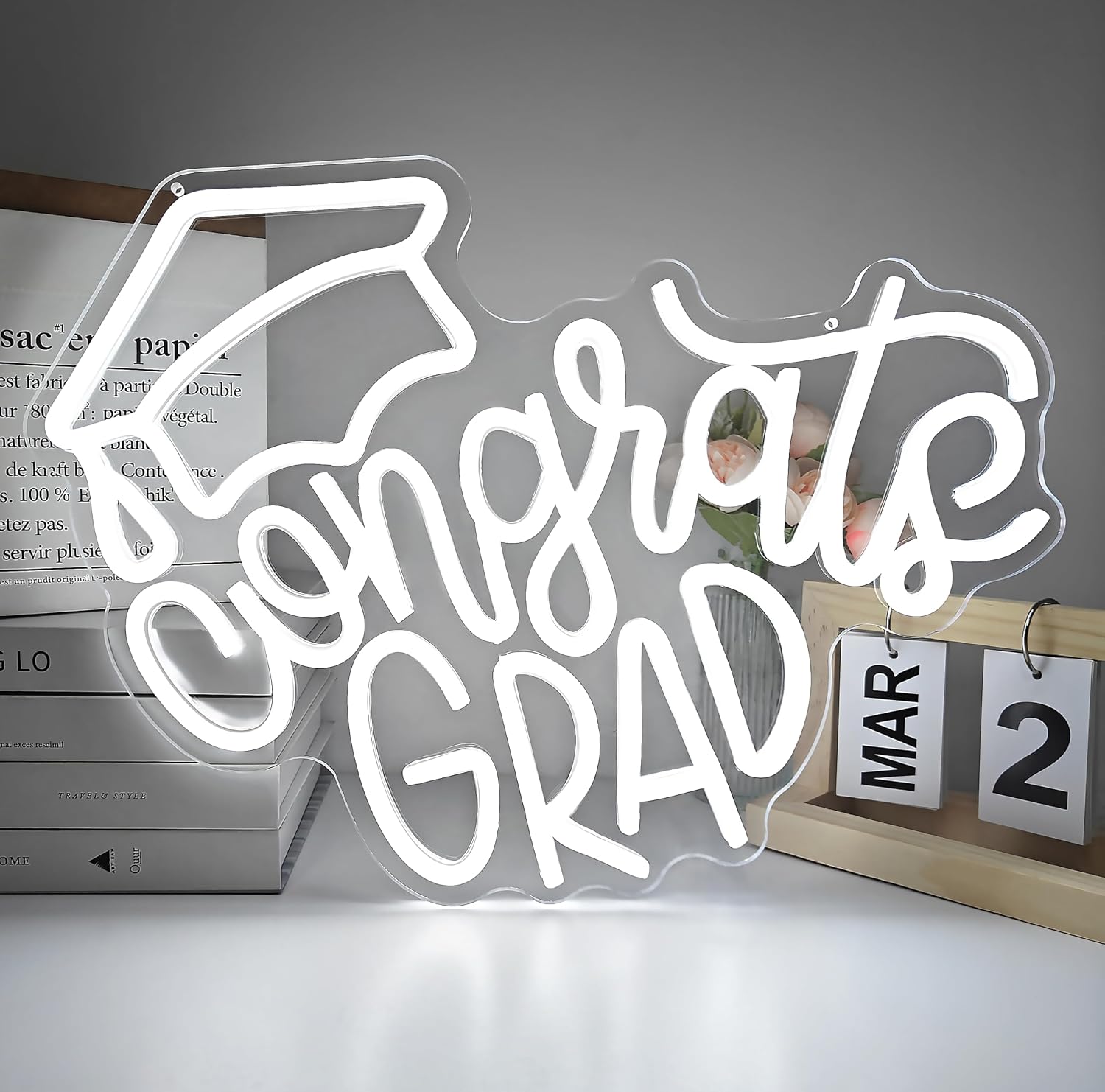 Congrats Grad Neon Sign for Wall Decor Graduation Neon Led Sign Dimmable Graduation Light Up Sign for Backdrop Congrats Neon Light Sign for Class Of 2026 Party Dorm Celebration Gifts