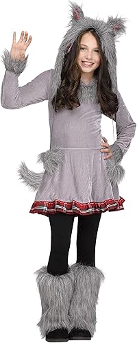 Disfraz de lobo para niñas, M, Gris