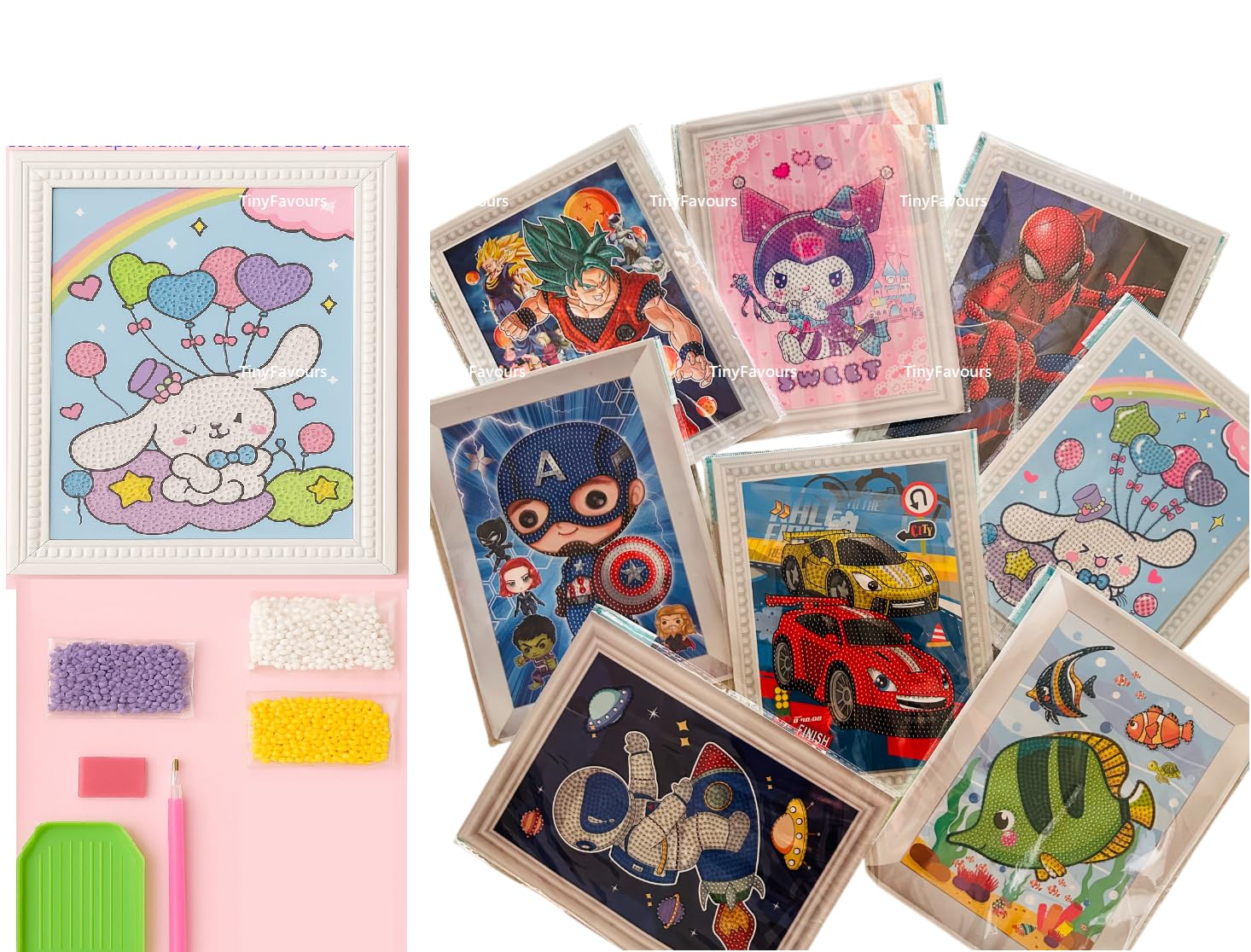 TinyFavours DIY Diamond Painting Kit for Kids – Set of 8 | Paint with Diamonds Craft Activity | Competition | Ideal for Birthday Gifting & Bulk Use-image-26