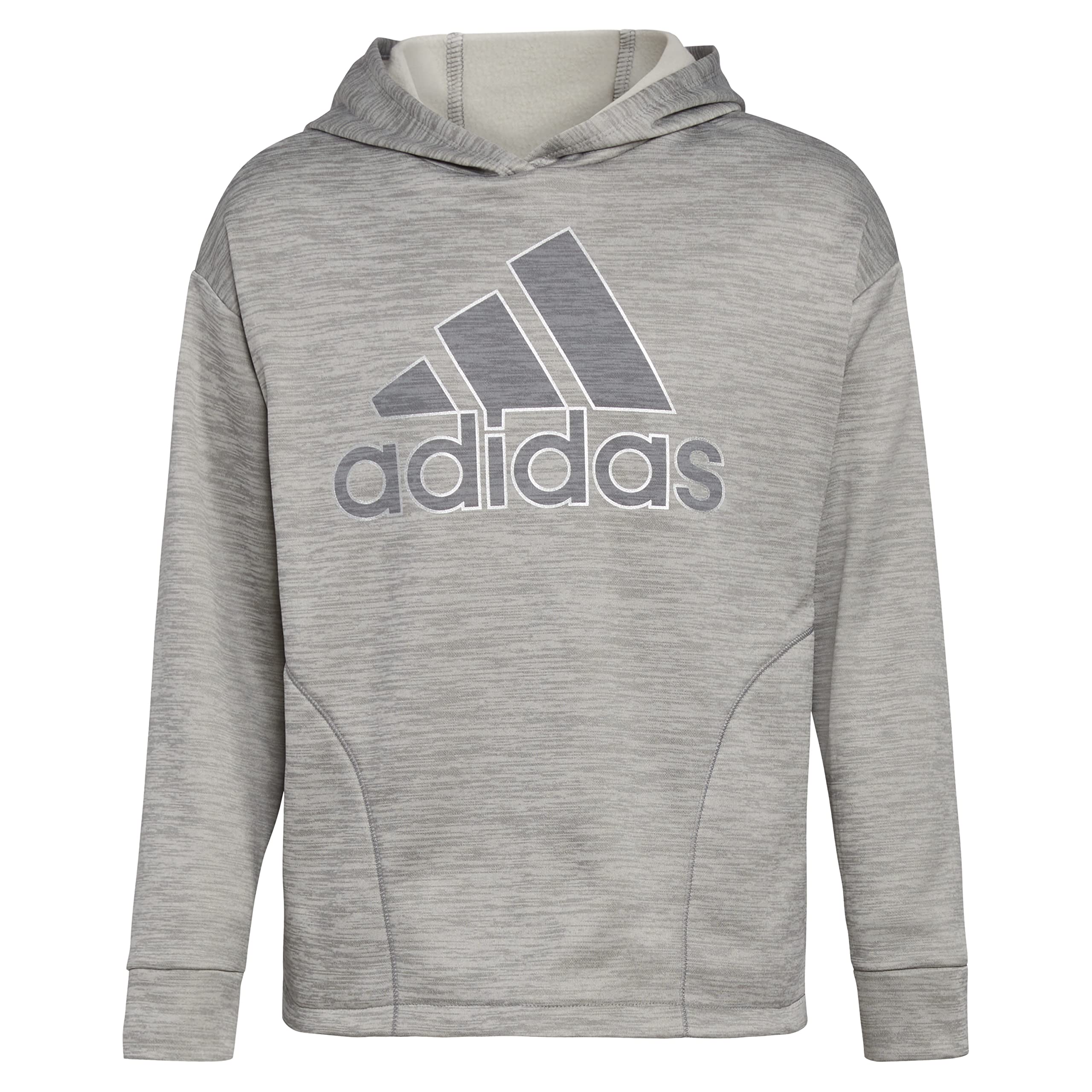 Sweat à capuche gris fille adidas en molleton chiné taille S - 3
