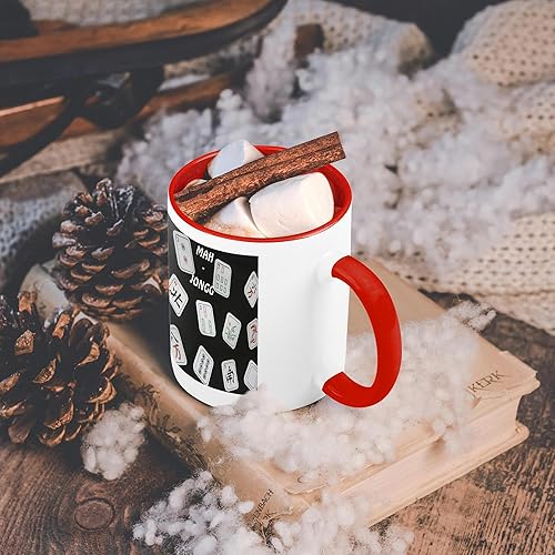 Miniatura 6 de 3dRose Mah Jongg Tiles On - Taza de cerámica negra, 11 onzas, rojoblanco
