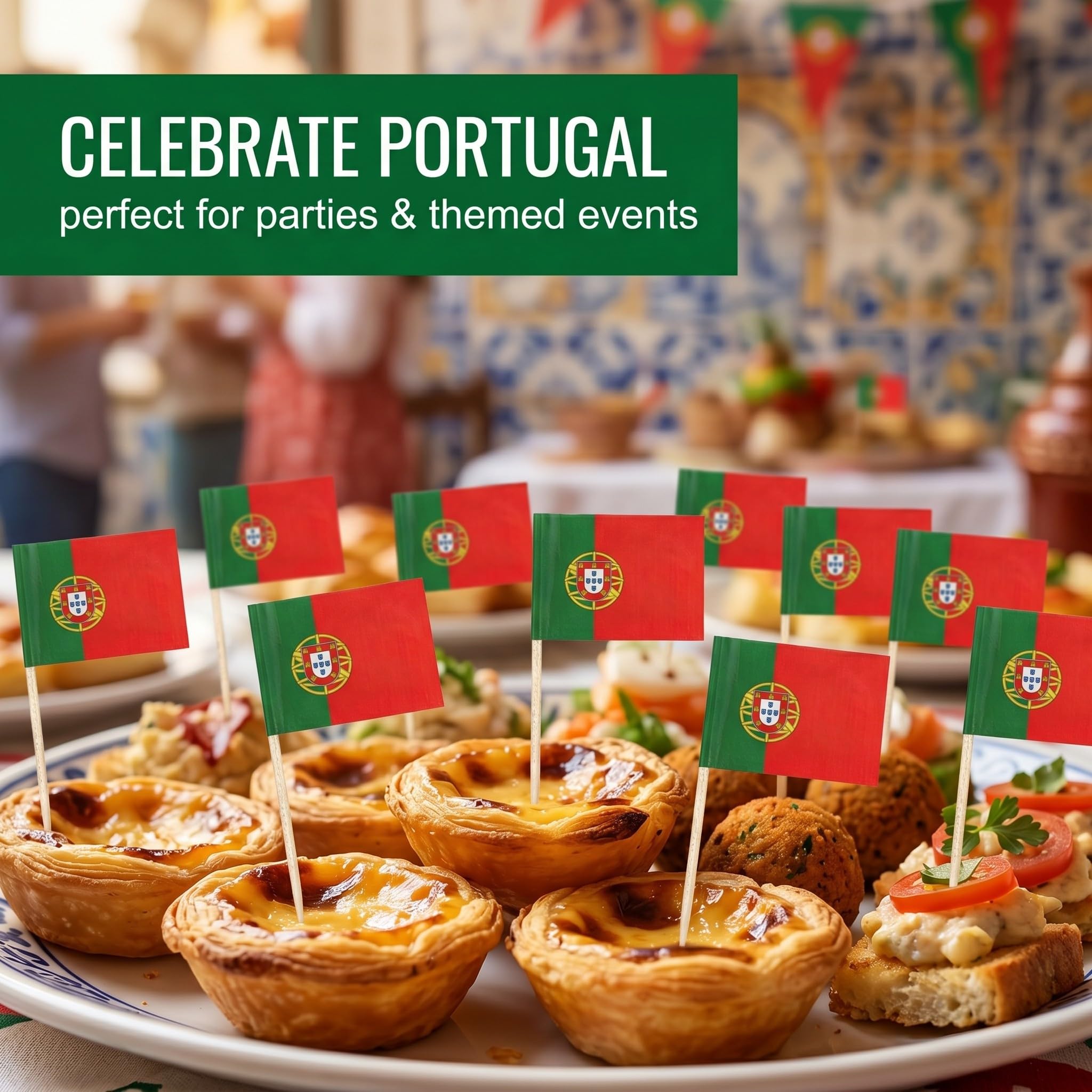 200 Palillos Bandera Portugal, Mini Banderas para Cupcake, Pinchos Bandera Portuguesa para Fiesta de Fútbol, Decoración Cóctel & Bar, Palillos para Cupcake, Accesorios Cumpleaños & Fiesta