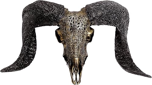 Vista 46 de Skull Bliss - Calavera de carnero de taxidermia auténtica tallada a mano con cuernos/decoración del hogar de cráneo de carnero genuino/decoraciones