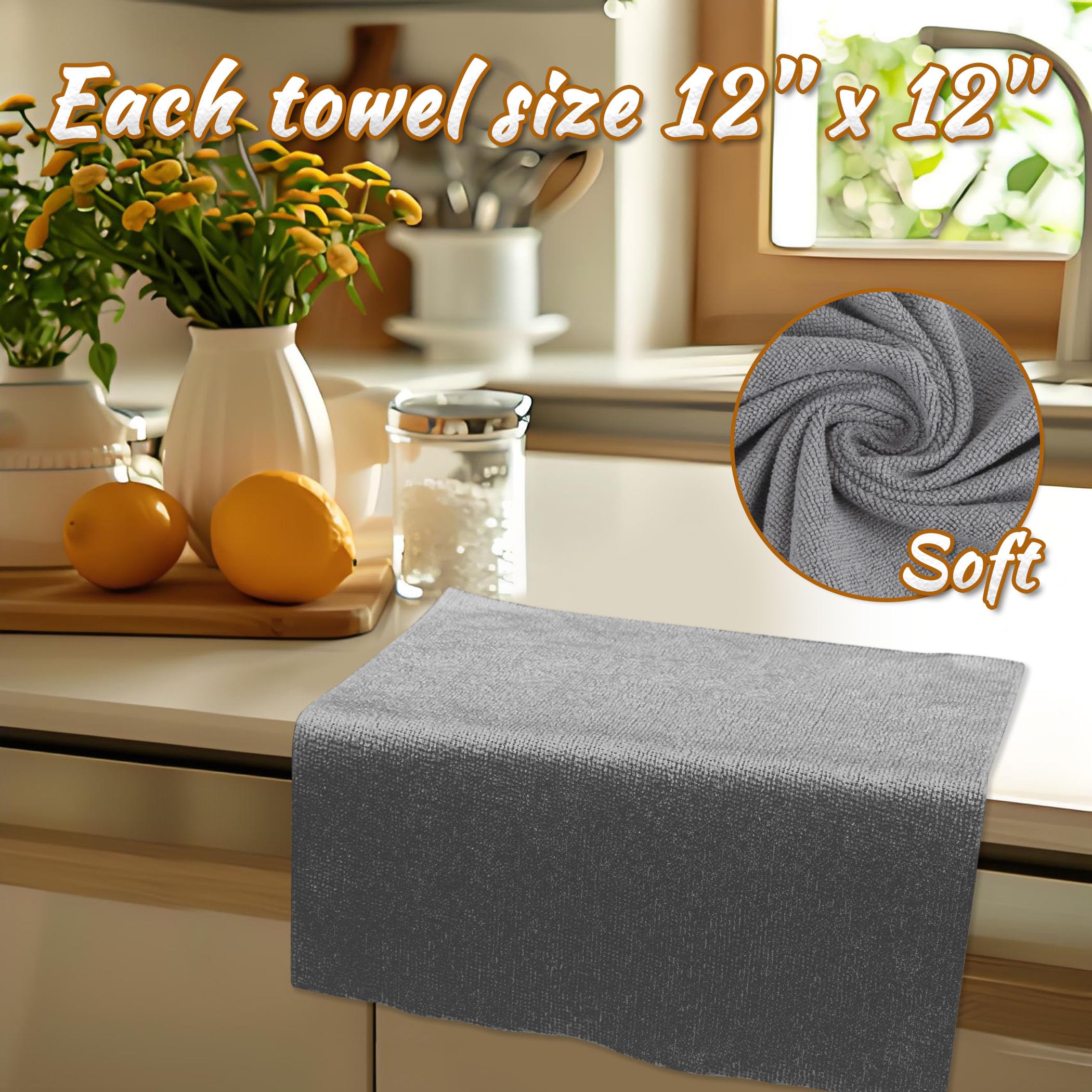 CARTMAN 60 Pack Microfiber Cleaning Cloth, Reusable Tear Away Towels Roll, 12"x12", Multi-Purpose Microfiber Towels Cleaning, Lint Free, Absorbent Cleaning Rags for Kitchen, Car, Glass (Grey) 1
