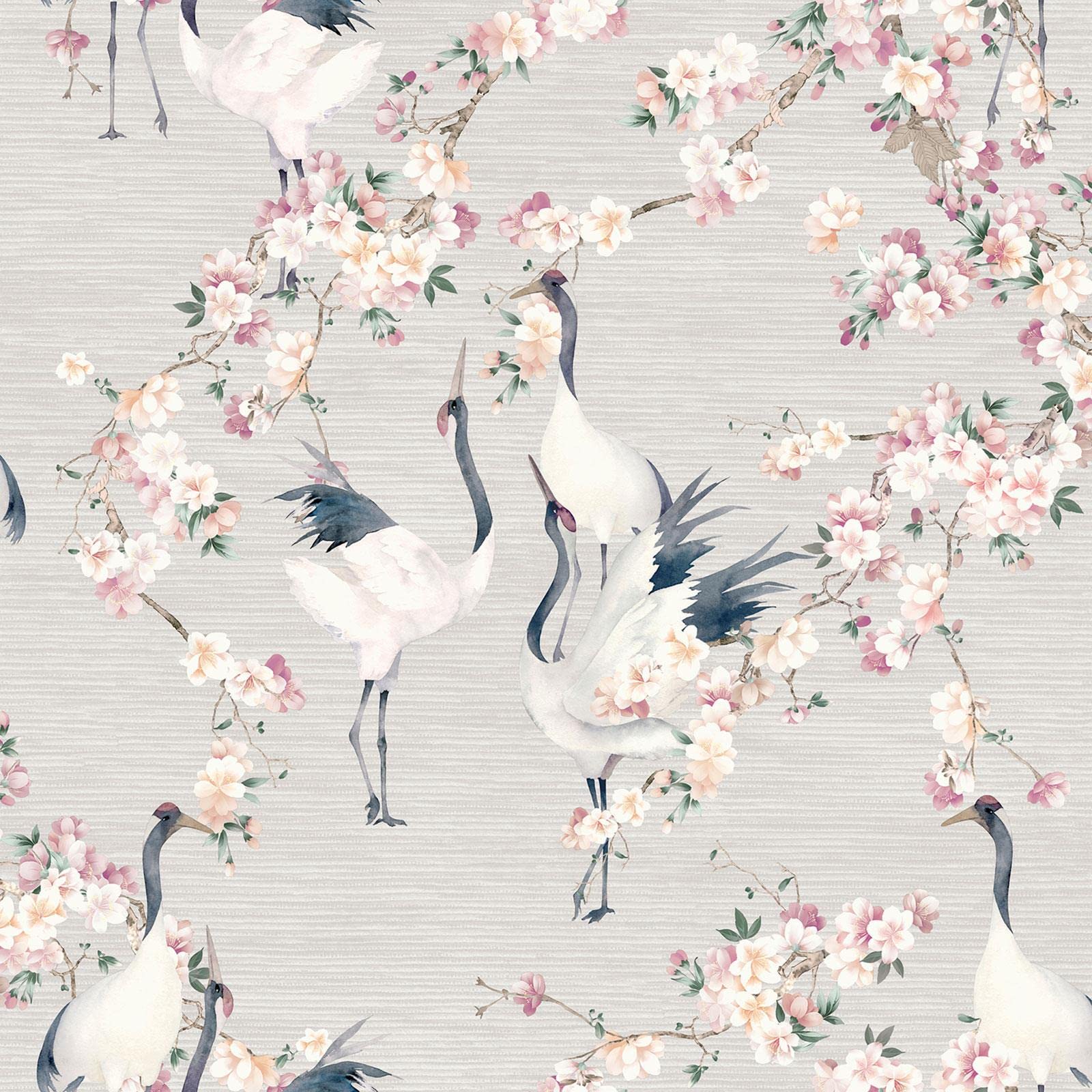 Arthouse Blossom Crane 2 Wallpaper Rolls Oriental Birds & Flowers Natural / Pink