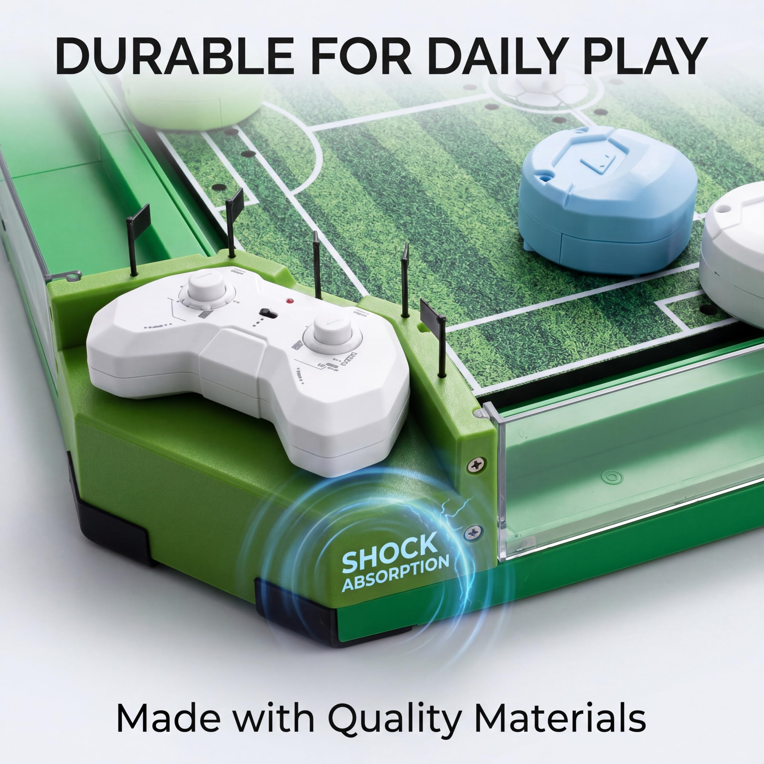 Chrees Fußball-Brettspiel, Ferngesteuertes Tischfußballspiel, Desktop-Fußball-Brettspiel mit 2 AA-Batterien für eine Einzelne Fernbedienung, für Spielzimmer, Heimparty