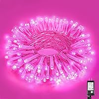 Vista 40 de Guirnalda de luces navideñas con 300 LEDs, 99 pies, para interiores y exteriores, cable transparente, impermeable, 8 modos, conectables, decoración