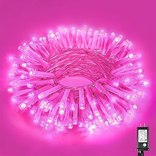 Miniatura 40 de Guirnalda de luces navideñas con 300 LEDs, 99 pies, para interiores y exteriores, cable transparente, impermeable, 8 modos, conectables, decoración