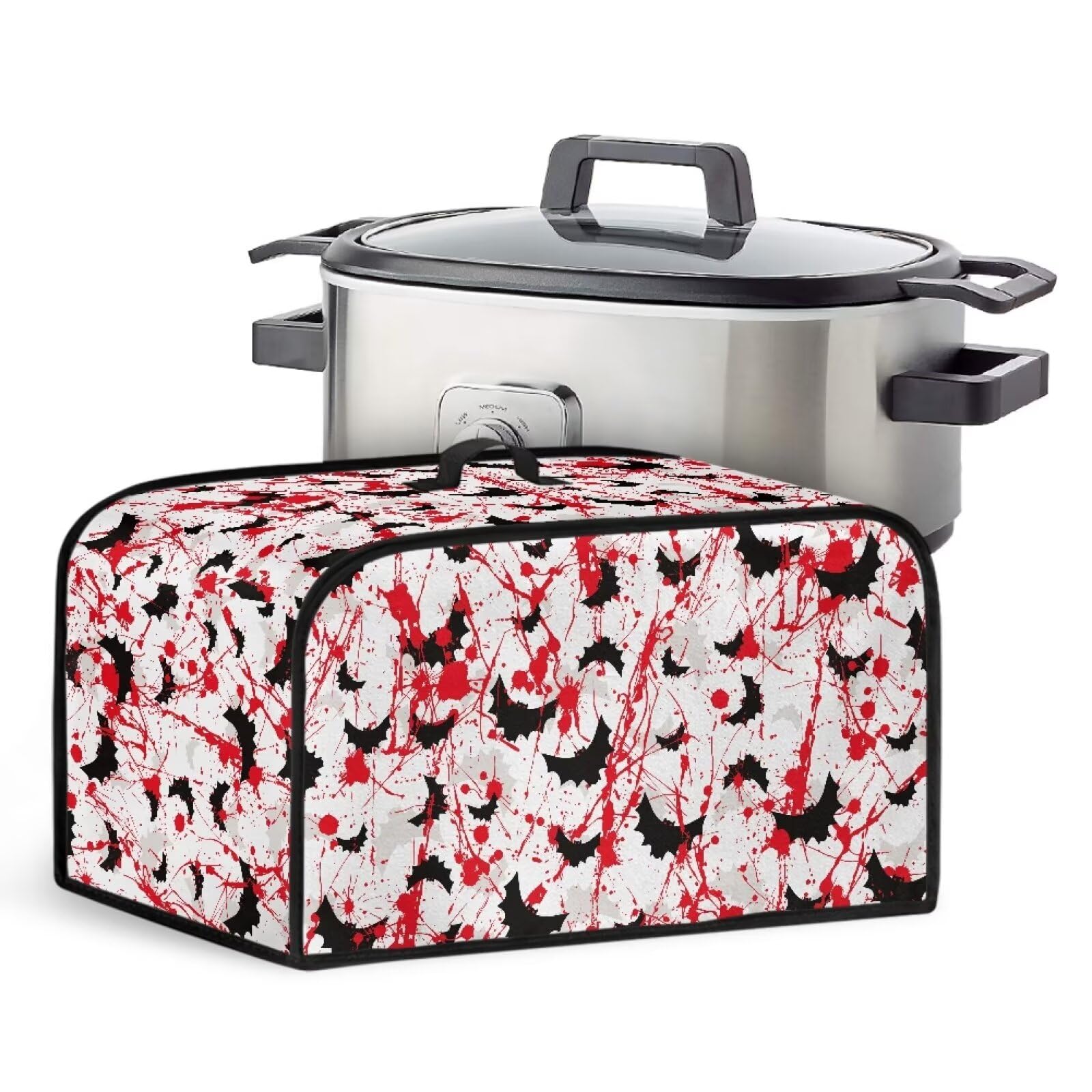 Blood Bats Print Slow Cooker Cover Compatible with Crock Pot 6 7 8 Quart Hot Cooker Pressure Cooker